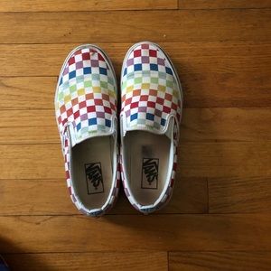 Rainbow checkerboard vans